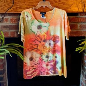 SML Woman super soft yellow floral t-shirt size 1X